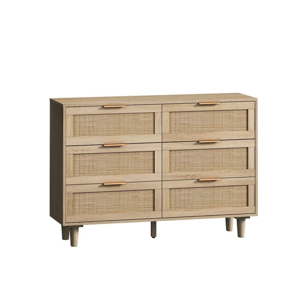 43.31 In. 6-Drawers Rattan Storage Cabinet Rattan Drawer, For Bedroom, Living Room, Natural 4 43.31 In. 6-Drawers Rattan Storage Cabinet Rattan Drawer, For Bedroom, Living Room, Natural - Image 4