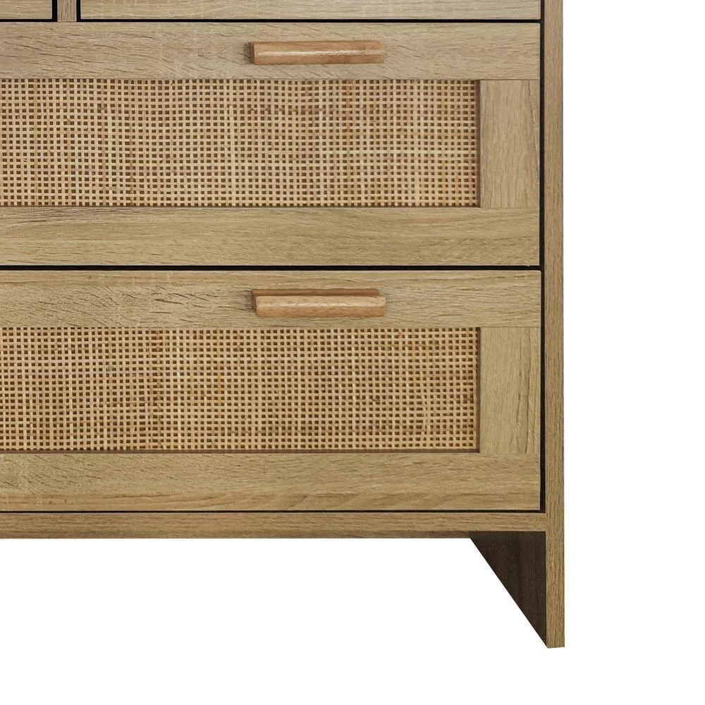 4 Drawers Rattan Cabinet, For Bedroom, Living Room, Dining Room, Hallways, Easy Assembly In Natural 4 4 Drawers Rattan Cabinet, For Bedroom, Living Room, Dining Room, Hallways, Easy Assembly In Natural - Image 4