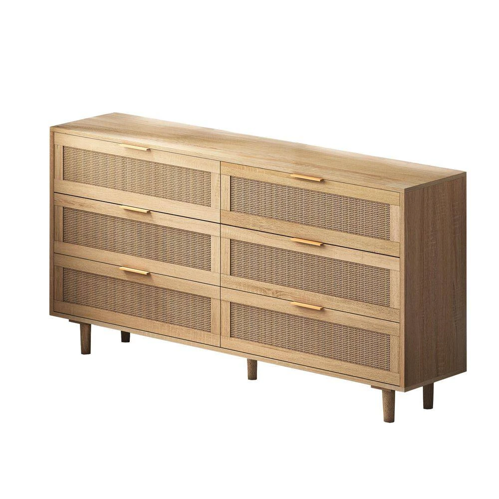 59.06 In. 6-Drawers Rattan Storage Cabinet Rattan Drawer, For Bedroom, Living Room, Natural 6 59.06 In. 6-Drawers Rattan Storage Cabinet Rattan Drawer, For Bedroom, Living Room, Natural - Image 6