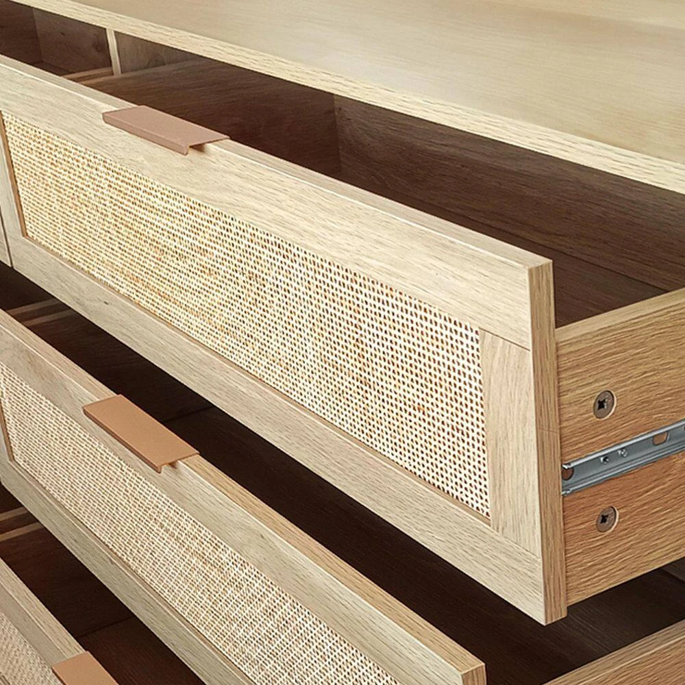 59.06 In. 6-Drawers Rattan Storage Cabinet Rattan Drawer, For Bedroom, Living Room, Natural 3 59.06 In. 6-Drawers Rattan Storage Cabinet Rattan Drawer, For Bedroom, Living Room, Natural - Image 3