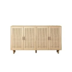 62.20"Elegant And Functional 4-Door Rattan Decorative Storage Cabinet, For Bedroom, Living Room, Office, In Natural -FURITURE SALE SHOP natural tahanbath pantry organizers z w757p190066 1f 1000