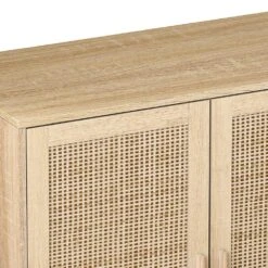 62.20"Elegant And Functional 4-Door Rattan Decorative Storage Cabinet, For Bedroom, Living Room, Office, In Natural -FURITURE SALE SHOP natural tahanbath pantry organizers z w757p190066 c3 1000