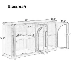 4-Door Large Storage Buffet: Glass Doors, Arched Design In Natural Wood -FURITURE SALE SHOP natural wood tahanbath pantry organizers z w2729p199005 1f 1000