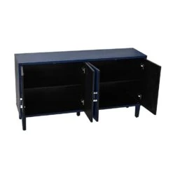 Stylish And Functional 4-Door Storage Cabinet With Pine Legs And MDF, For Living Room Bedroom, And Kitchen, Navy Blue -FURITURE SALE SHOP navy blue tahanbath pantry organizers z w757p144371 1f 1000
