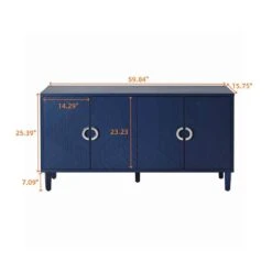 Stylish And Functional 4-Door Storage Cabinet With Pine Legs And MDF, For Living Room Bedroom, And Kitchen, Navy Blue -FURITURE SALE SHOP navy blue tahanbath pantry organizers z w757p144371 c3 1000