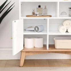Colorblocking Storage Cabinet: Versatile Solid-Wood-Base Piece For Every Room In White 15 Colorblocking Storage Cabinet: Versatile Solid-Wood-Base Piece For Every Room In White -FURITURE SALE SHOP oak natural wood off white tahanbath pantry organizers z w1801p195703 31 1000