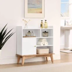 Colorblocking Storage Cabinet: Versatile Solid-Wood-Base Piece For Every Room In White 11 Colorblocking Storage Cabinet: Versatile Solid-Wood-Base Piece For Every Room In White -FURITURE SALE SHOP oak natural wood off white tahanbath pantry organizers z w1801p195703 4f 1000