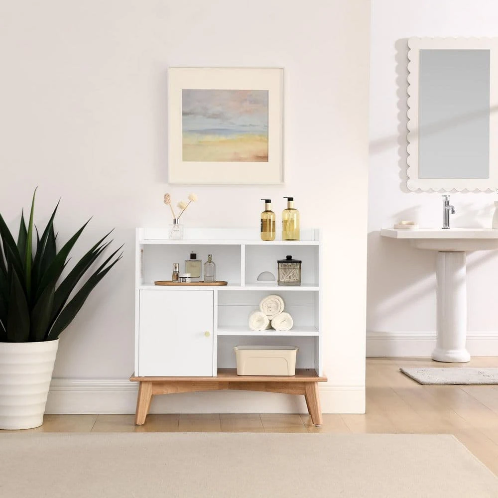 Colorblocking Storage Cabinet: Versatile Solid-Wood-Base Piece For Every Room In White 1 Colorblocking Storage Cabinet: Versatile Solid-Wood-Base Piece For Every Room In White