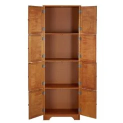 72.4 In. Tall Oak Storage Cabinet: 8 Doors, 4 Shelves For Living Room, Kitchen, Dining Room And Office -FURITURE SALE SHOP oak tahanbath pantry organizers z w1758p211012 c3 1000
