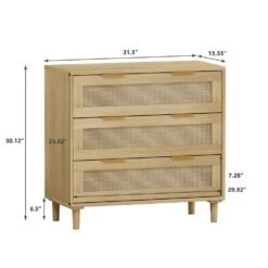 31.50 In. 3-Drawers Rattan Storage Cabinet Rattan Drawer, For Bedroom, Living Room, Dining Room, Hallways, Oak 11 31.50 In. 3-Drawers Rattan Storage Cabinet Rattan Drawer, For Bedroom, Living Room, Dining Room, Hallways, Oak -FURITURE SALE SHOP oak tahanbath pantry organizers z w757104009 44 1000