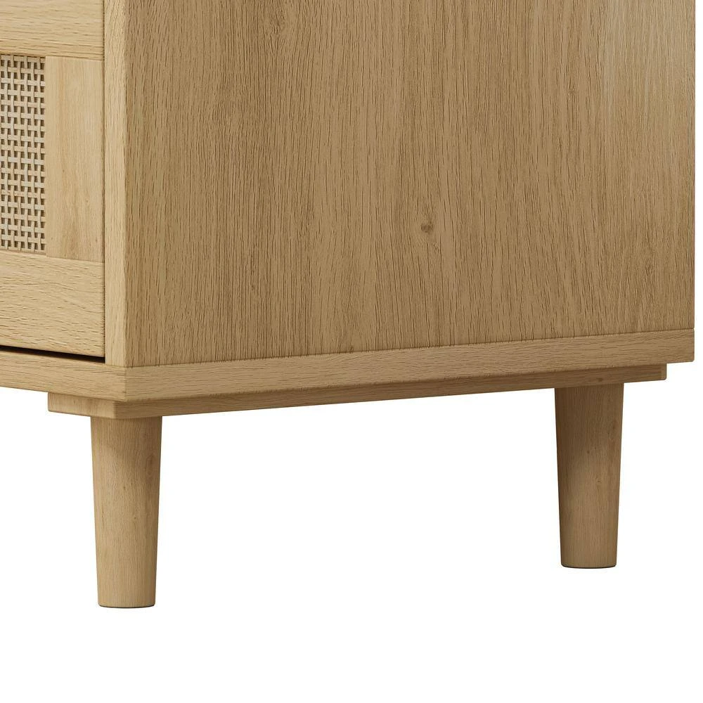 31.50 In. 3-Drawers Rattan Storage Cabinet Rattan Drawer, For Bedroom, Living Room, Dining Room, Hallways, Oak 7 31.50 In. 3-Drawers Rattan Storage Cabinet Rattan Drawer, For Bedroom, Living Room, Dining Room, Hallways, Oak - Image 7