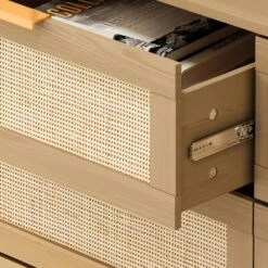 6 Drawers Rattan Dresser Rattan Drawer, Bedroom, Living Room In Oak -FURITURE SALE SHOP oak tahanbath pantry organizers z w75763040 4f 1000