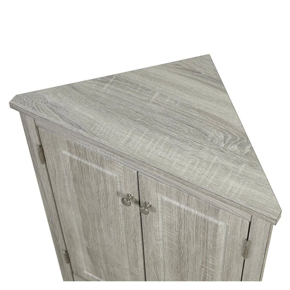 Oak Triangle Bathroom Storage Cabinet With Adjustable Shelves Freestanding Floor Cabinet For Home Kitchen 3 Oak Triangle Bathroom Storage Cabinet With Adjustable Shelves Freestanding Floor Cabinet For Home Kitchen - Image 3