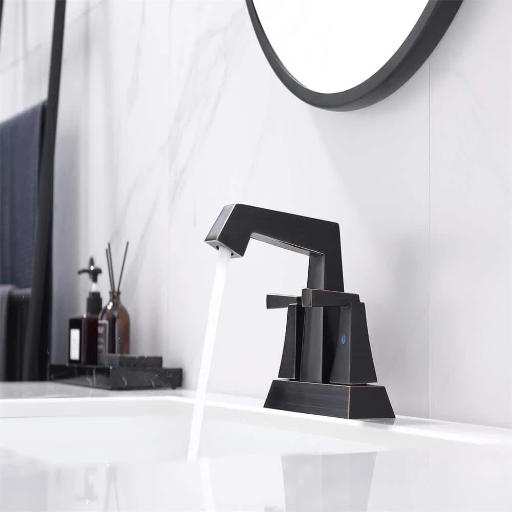 Modern Commercial 4 In. Centerset Vanity Faucet 3 Hole Bathroom Faucet In Oil Rubbed Bronze 2 Modern Commercial 4 In. Centerset Vanity Faucet 3 Hole Bathroom Faucet In Oil Rubbed Bronze - Image 2