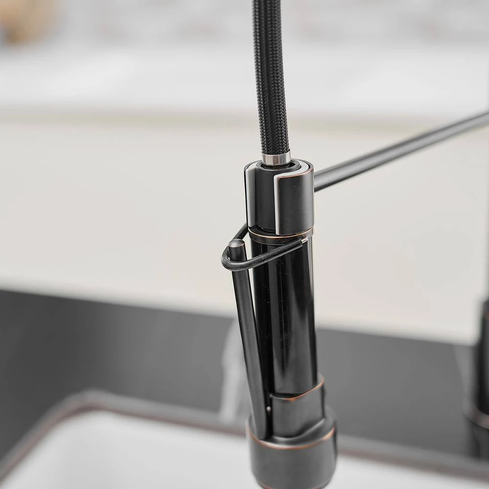 Single Handle Pull Down Sprayer Kitchen Faucet Single-Hole Brass Sink Basin Faucet In Oil Rubbed Bronze 7 Single Handle Pull Down Sprayer Kitchen Faucet Single-Hole Brass Sink Basin Faucet In Oil Rubbed Bronze - Image 7