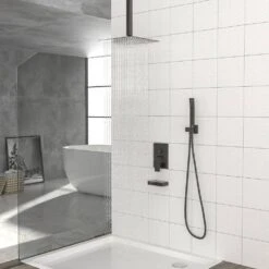 1-Spray 12 In.1.8 GPM Ceiling Mount Dual Shower Head And Handheld Shower Head In Oil-Rubbed Bronze -FURITURE SALE SHOP oil rubbed bronze tahanbath dual shower heads z w1243132453 1f 1000