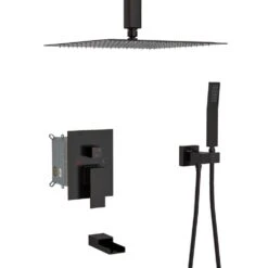 1-spray 16 In. Dual Shower Head Ceiling Mount And Handheld Shower Head 1.8 GPM In Oil-Rubbed Bronze