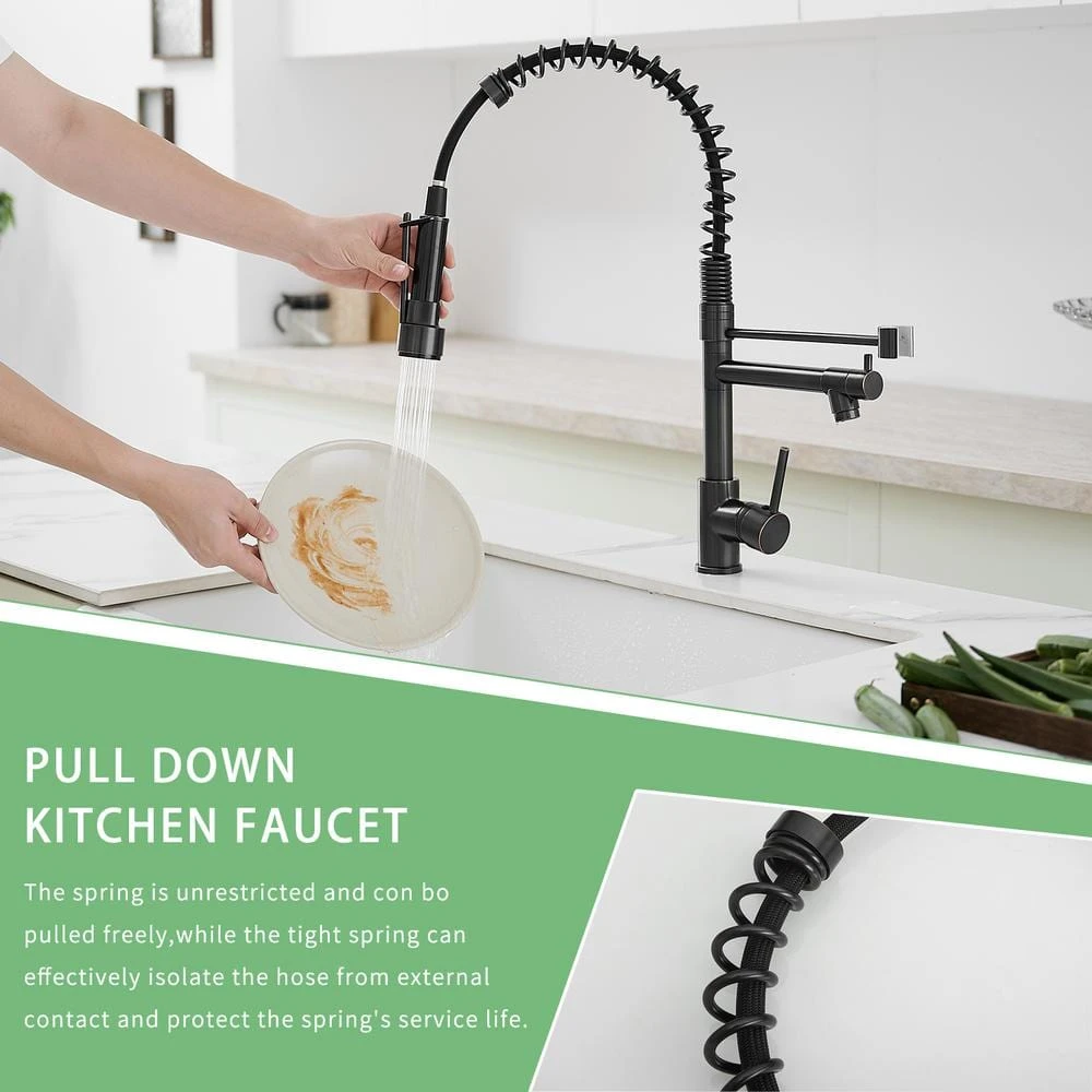 Commercial Kitchen Faucet With Pull Down Sprayer, Single Handle Single Lever Kitchen Sink Faucet 5 Commercial Kitchen Faucet With Pull Down Sprayer, Single Handle Single Lever Kitchen Sink Faucet - Image 5