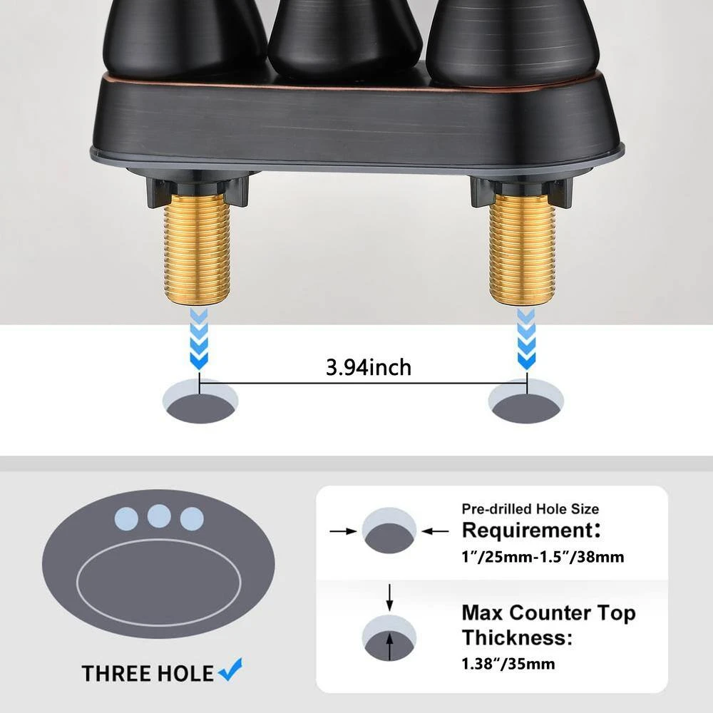 Titus Double Handle Wall Mounted Bathroom Faucet In Oil-Rubbed Bronze 3 Titus Double Handle Wall Mounted Bathroom Faucet In Oil-Rubbed Bronze - Image 3