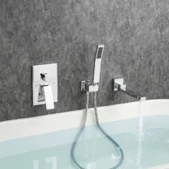 Single Handle 2-Spray 1.8 GPM Waterfall Bathtub Swivel Tub And Shower Faucet With Hand Shower In Polished Chrome 15 Single Handle 2-Spray 1.8 GPM Waterfall Bathtub Swivel Tub And Shower Faucet With Hand Shower In Polished Chrome -FURITURE SALE SHOP polished chrome bathtub shower faucet combos w1194 d93107cp kxc 31 1000