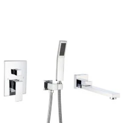 Single Handle 2-Spray 1.8 GPM Waterfall Bathtub Swivel Tub And Shower Faucet With Hand Shower In Polished Chrome