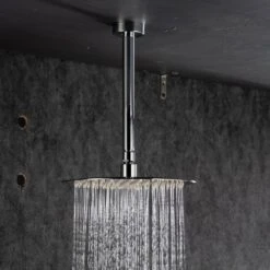 3-Spray Patterns With 2.5 GPM 12 In. Ceiling Mounted Dual Shower Heads Shower System Mix Set In Polished Chrome 10 3-Spray Patterns With 2.5 GPM 12 In. Ceiling Mounted Dual Shower Heads Shower System Mix Set In Polished Chrome -FURITURE SALE SHOP polished chrome dual shower heads pzz 96205 cp kxc 1f 1000