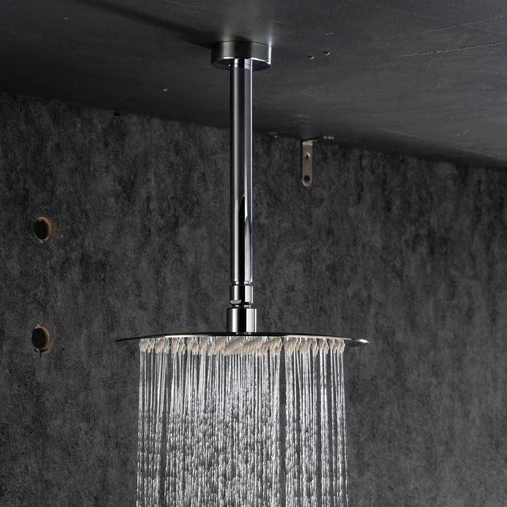 3-Spray Patterns With 2.5 GPM 12 In. Ceiling Mounted Dual Shower Heads Shower System Mix Set In Polished Chrome 4 3-Spray Patterns With 2.5 GPM 12 In. Ceiling Mounted Dual Shower Heads Shower System Mix Set In Polished Chrome - Image 4