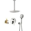 3-Spray Patterns With 2.5 GPM 12 In. Ceiling Mounted Dual Shower Heads Shower System Mix Set In Polished Chrome