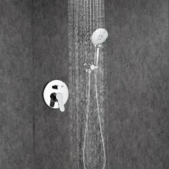 3-Spray Patterns With 2.5 GPM 12 In. Ceiling Mounted Dual Shower Heads Shower System Mix Set In Polished Chrome 12 3-Spray Patterns With 2.5 GPM 12 In. Ceiling Mounted Dual Shower Heads Shower System Mix Set In Polished Chrome -FURITURE SALE SHOP polished chrome dual shower heads pzz 96205 cp kxc fa 1000