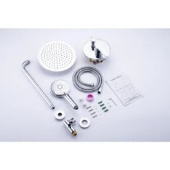 3-Spray Patterns With 2.5 GPM 10 In. Wall Mount Shower Set Dual Shower Heads With Handheld Spray In Polished Chrome -FURITURE SALE SHOP polished chrome dual shower heads w1194 d96202cp zq 44 1000