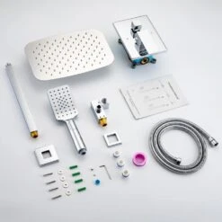 3-Spray Patterns With 2.5 GPM 12 In. Ceiling Mount Dual Shower Heads In Polished Chrome 16 3-Spray Patterns With 2.5 GPM 12 In. Ceiling Mount Dual Shower Heads In Polished Chrome -FURITURE SALE SHOP polished chrome dual shower heads w1194 d97205cp kxc 76 1000