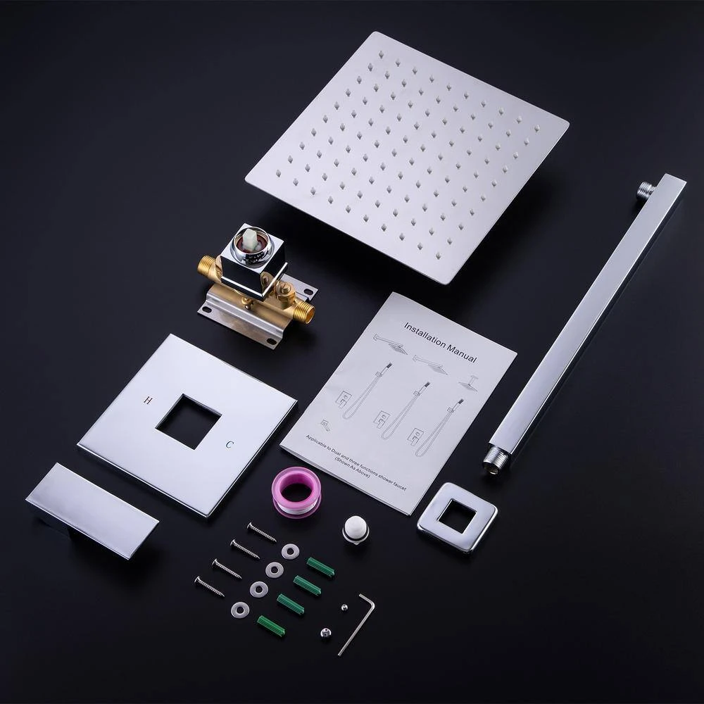 1-Spray Patterns With 2.5 GPM 10 In. Wall Mount Rain Fixed Shower Head In Polished Chrome (Valve Included) 9 1-Spray Patterns With 2.5 GPM 10 In. Wall Mount Rain Fixed Shower Head In Polished Chrome (Valve Included) - Image 9