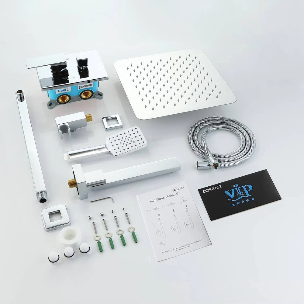 Single-Handle 3-Spray Patterns Anti-scald Shower Fixtures With Rough-In Pressure Balanced Valve In Polished Chrome 7 Single-Handle 3-Spray Patterns Anti-scald Shower Fixtures With Rough-In Pressure Balanced Valve In Polished Chrome - Image 7