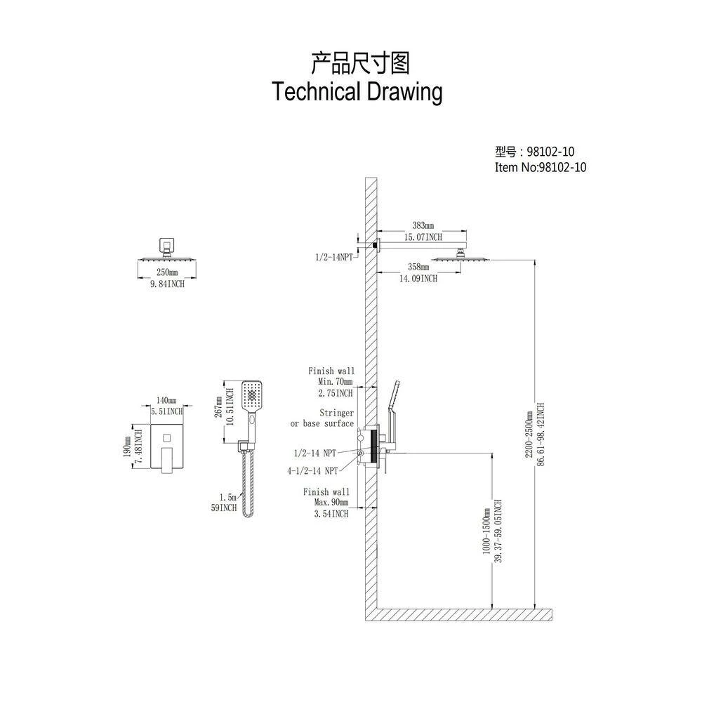 Single-Handle 3-Spray Patterns Anti-scald Shower Fixtures With Rough-In Pressure Balanced Valve In Polished Chrome 2 Single-Handle 3-Spray Patterns Anti-scald Shower Fixtures With Rough-In Pressure Balanced Valve In Polished Chrome - Image 2