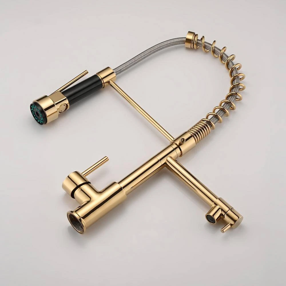 Single Handle Pull Down Sprayer Kitchen Faucet In Polished Gold 7 Single Handle Pull Down Sprayer Kitchen Faucet In Polished Gold - Image 7