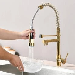 Single Handle Pull Down Sprayer Kitchen Faucet In Polished Gold 13 Single Handle Pull Down Sprayer Kitchen Faucet In Polished Gold -FURITURE SALE SHOP polished gold tahanbath pull down kitchen faucets z w122552781 fa 1000