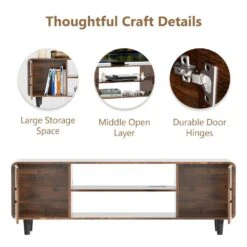 55-Inch TV Stand In Rustic Brown: Media Console Table With Storage Cabinets And Soft-Hinge Handles For Home Use 11 55-Inch TV Stand In Rustic Brown: Media Console Table With Storage Cabinets And Soft-Hinge Handles For Home Use -FURITURE SALE SHOP rustic brown tahanbath pantry organizers z dr hlrtt01z01n 1f 1000