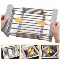 Silver Stainless Steel Retractable Dish Rack To Solve Fruit And Vegetable Solution 14 Silver Stainless Steel Retractable Dish Rack To Solve Fruit And Vegetable Solution -FURITURE SALE SHOP silver tahanbath dish racks ct cl 75rglp 4f 1000