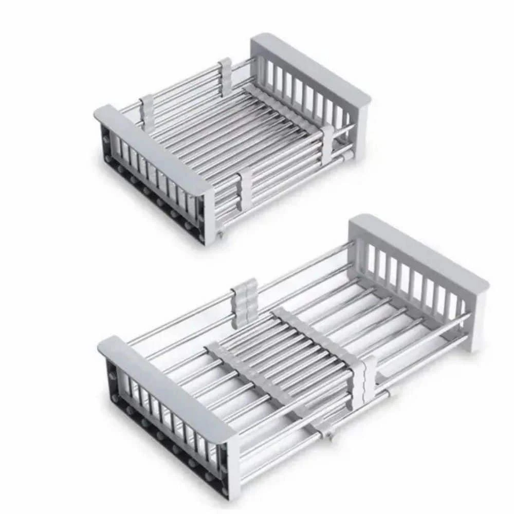 Silver Stainless Steel Retractable Dish Rack To Solve Fruit And Vegetable Solution 1 Silver Stainless Steel Retractable Dish Rack To Solve Fruit And Vegetable Solution
