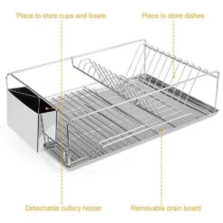 Dish Drying Rack Stainless Steel Dish Rack W/ Drainboard Cutlery Holder Kitchen Dish Organizer 10 Dish Drying Rack Stainless Steel Dish Rack W/ Drainboard Cutlery Holder Kitchen Dish Organizer -FURITURE SALE SHOP silver tahanbath dish racks d01027hahsw 4f 1000