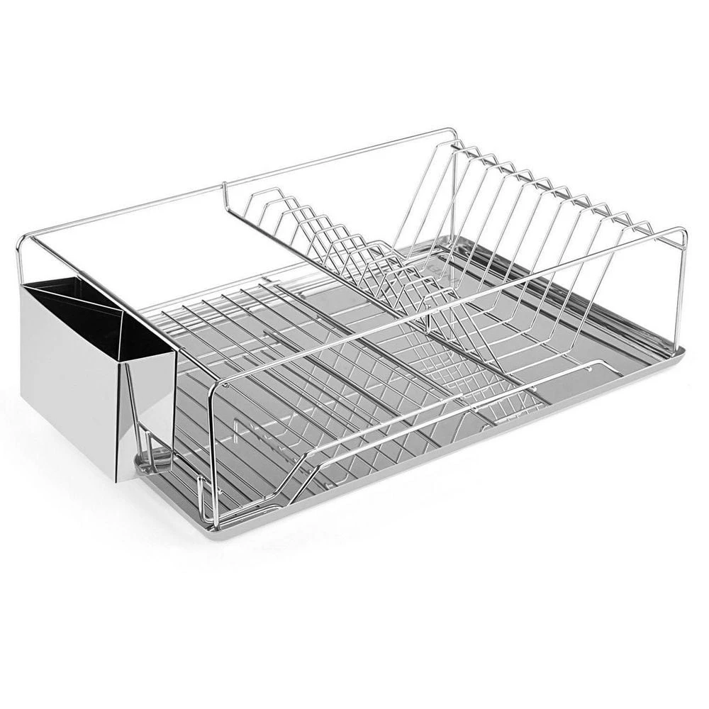 Dish Drying Rack Stainless Steel Dish Rack W/ Drainboard Cutlery Holder Kitchen Dish Organizer 1 Dish Drying Rack Stainless Steel Dish Rack W/ Drainboard Cutlery Holder Kitchen Dish Organizer