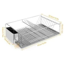 Dish Drying Rack Stainless Steel Dish Rack W/ Drainboard Cutlery Holder Kitchen Dish Organizer 13 Dish Drying Rack Stainless Steel Dish Rack W/ Drainboard Cutlery Holder Kitchen Dish Organizer -FURITURE SALE SHOP silver tahanbath dish racks d01027hahsw fa 1000