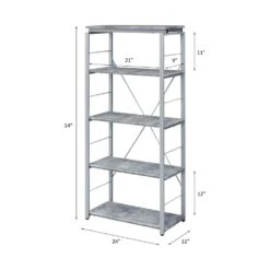 24 In. W X 11 In. D X 54 In. H Silver Wood Freestanding Linen Cabinet With 5 Shelves For Home Office In Silver -FURITURE SALE SHOP silver tahanbath linen cabinets ct xl p326185 c3 1000