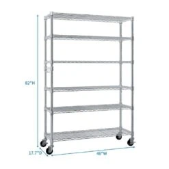 6-Tier Adjustable Wire Shelving Unit (48x18x72 In., Silver) -FURITURE SALE SHOP silver tahanbath pantry organizers z ct 183120b5 c3 1000