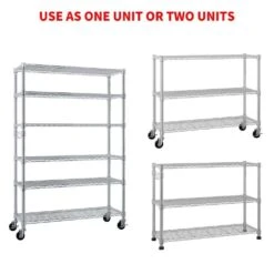 6-Tier Adjustable Wire Shelving Unit (48x18x72 In., Silver) -FURITURE SALE SHOP silver tahanbath pantry organizers z ct 183120b5 fa 1000