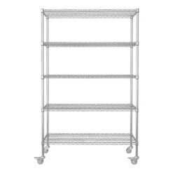 47 In. Heavy-Duty Adjustable Rolling Metal Shelf: 5-Tier Storage Solution For Kitchen, Closet And More In Silver -FURITURE SALE SHOP silver tahanbath pantry organizers z t2398p286350 c3 1000