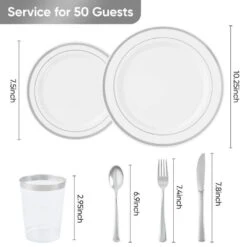 Gold/Silver Plastic Tableware Set-350-Piece Gatherings Of 50+People -FURITURE SALE SHOP silver tahanbath serving sets z d01027heb3u 44 1000