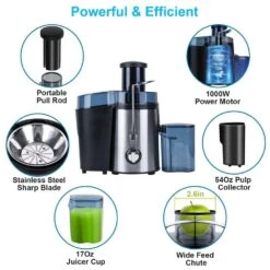 2-Speed Centrifugal Juicer: 1000W, 17 Oz. Cup, 54 Oz .Pulp Collector And 3.6 In. Chute -FURITURE SALE SHOP silver tahanbath specialty kitchen gadgets z w465p230331 1f 1000