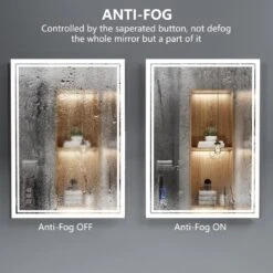 24 In. W X 40 In. L Framed Rectangular Aluminium Dimmable Wall Bathroom Vanity Mirror In Silver With LED Light -FURITURE SALE SHOP silver tahanbath vanity mirrors q dr fyh0604 hh 1f 1000