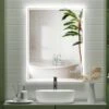 24 In. W X 40 In. L Framed Rectangular Aluminium Dimmable Wall Bathroom Vanity Mirror In Silver With LED Light